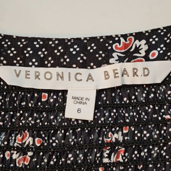 Veronica Beard Maree Smock Cuff Silk Blouse Black Silk Size 6 MSRP $450 - Picture 12 of 14